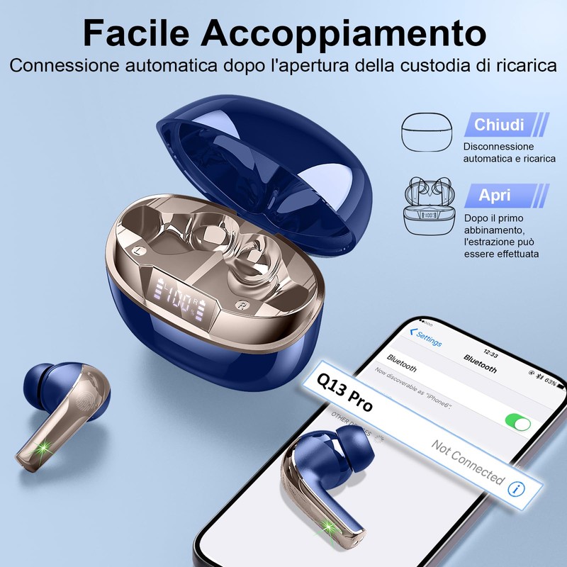 AOSRAU Wireless Earbuds, Bluetooth 5.3 Mini Headphones, Noise Cancelling Microphone,