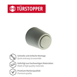 Gedotec Rubber Door Stopper with Mounting Material | Pack of 10 Premium Plastic Door Stoppers - Grey | Door Stopper Floor for Gluing + Screws | Door Stopper Small for Room Doors