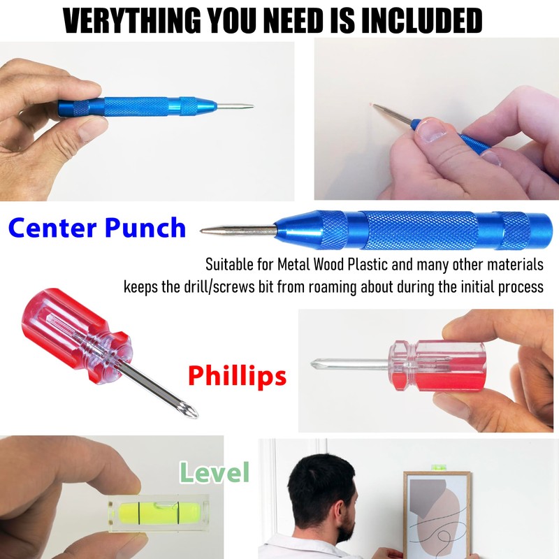 Picture Hanging Tool with Red Ink Marker, No-Measure Frame Hanger