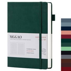 MGGAO A5 Ruled Journal 100gsm Lined Thick Paper with 188 Numbered Pages, Premium Leather Hardcover Notebook for Personal Writing, Study, Office, Travel Recording