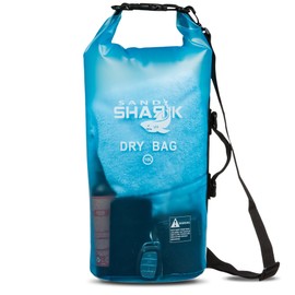 Premium Waterproof Dry Bag by SandShark- Transparent Drybag 10 & 20 Liter Floating Sack for Boating, Camping, Kayaking, Swimming, Beach and Watersports-Side and Shoulder Strap. (Artic Blue, 20L)
