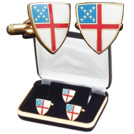 Terra Sancta Guild B-42-C Episcopal Shield Cuff Link Set with Tie Tack Pin and Lapel Pin