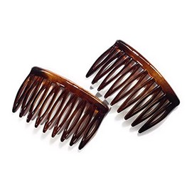 2 x Mini Comb 5.2 x 3 cm Havana Brown Split Tooth (510h)