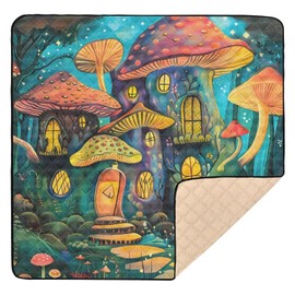 Beautiful Mushroom Houses Baby Play Mat 50" x 50", Playmat for Playpen, Thicken Soft Padding Foam Crawling Mat for Babies Toddlers Infants