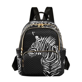 senya Fashion Backpack Mini Backpack Purse Casual Daily Backpack Black Zebra for Travel for College Work, Small