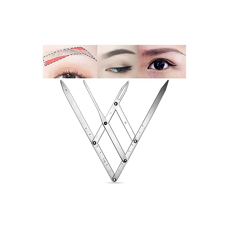 Namvo Eyebrow Tattoo Ruler Mean Caliper, Stainless Steel Foldable Eyebrow