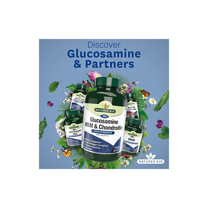 Natures Aid Glucosamine, MSM and Chondroitin with Vitamin C, 180