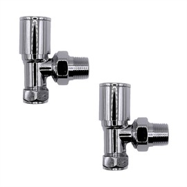 hep® Round Angled Manual Radiator Valve + Lockshield Set 15mm Chrome (Angled)