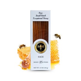Sage Honey Straws, 25 Count - Raw Honey Sticks for Tea and Coffee - Perfect for Hot Beverages - Travel Healthy Snacks for Kids and Adults by Fantozzi, Made in USA