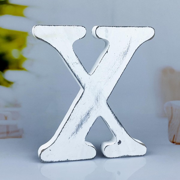 WOODOUNAI 6 Inch Rustic White Wood Letters Unfinished Wood Letters
