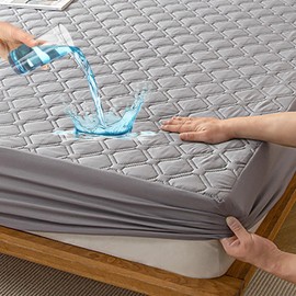 HIGHDI Mattress Protector Waterproof 120 x 200 cm, Grey Quilted Topper Mattress Topper, Washable, Breathable Mattress Cover (Stretchable to 27 cm)