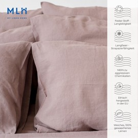My Linen Home Cushion Cover, 40 x 40 cm, Linen, Set of 2, High-Quality Pillowcase in Dusty Rose, 100% Stonewashed Linen Bed Linen, Made in the EU, Hypoallergenic and Skin-Friendly