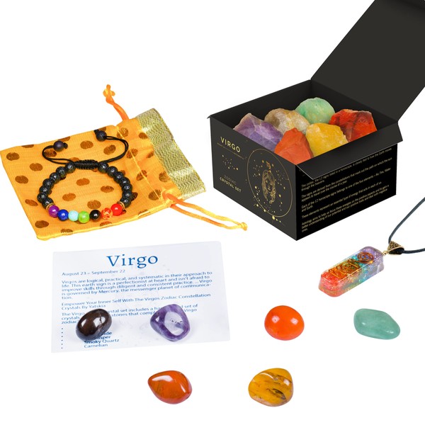 Virgo Crystal Zodiac - Virgo Gifts - Crystal Gifts - Astrology Gifts for Women - Healing Stones and Crystals Set - Crystal Energy - Zodiac Signs - Spiritual Gifts for Women - Birthstone Crystal Kit