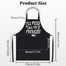 flintronic Funny Cooking Apron Men Women, Waterproof Printed Kitchen Aprons for Men with Three Pockets, Adjustable BBQ Aprons for Kitchen, Restaurant, Coffee House