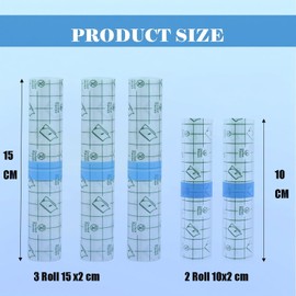 Tattoo Second Skin Wrap,5 Rolls 130cm Tattoos Aftercare Waterproof Bandage Wrap Film for Swimming,Shower(15cm x 3 10cm x 2)