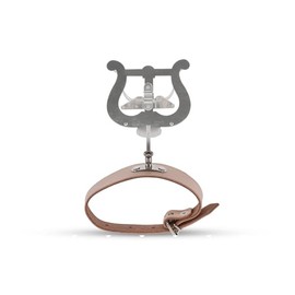 GEWA Marching Note Holder Flute Nickel-Plated Large Lyra 2 Pushers One-Handed Operation with Leather Strap