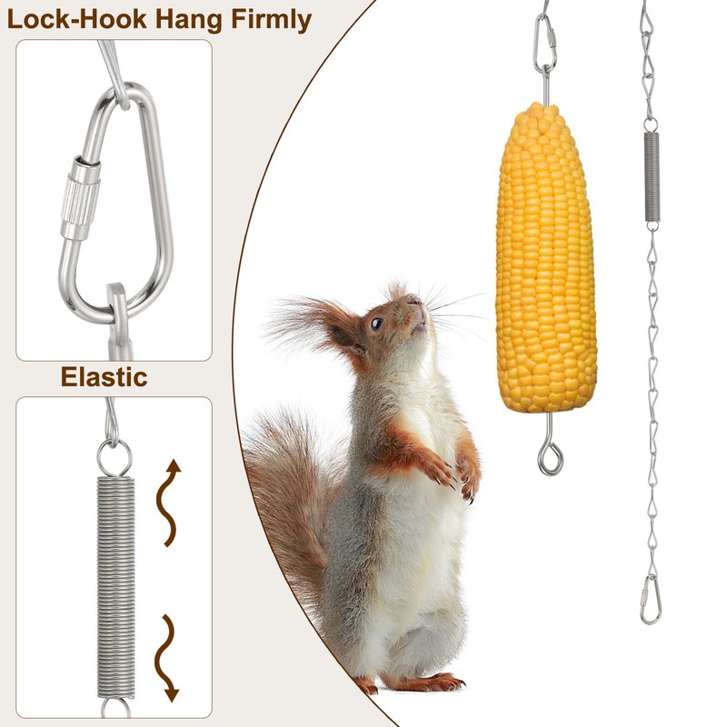 PATIKIL Hanging Squirrel Feeder 37inch, Outside Corn Cob Holder for