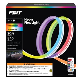 Feit Electric 20ft Outdoor Neon Flex Light, Color & Tunable White, Dimmable, Bendable Strip with Remote Control, Chasing Effects, Plug-in, Connectable up to 40ft, Ideal for Decks & Patios, NF20/CHASE