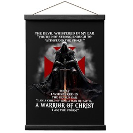 The Devil Whispered in My Ear Hanging Canvas Print, S28 I Am The Storm Home, Living Room, Bedroom, Wall Decor, Knights Templar Christian Wall Art Hanging Decor Spiritual Gifts 12x16