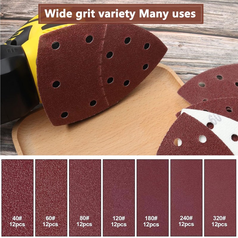 60PCS Sanding Sheets,Mouse Sanding Pads Prio-Triangle Mouse Sandpaper Assorted 40/60/80/120/180/240