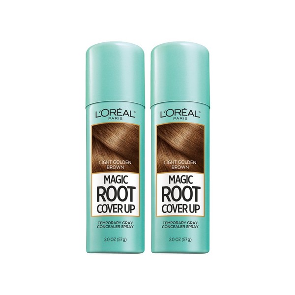 L'Oreal Paris Hair Color Root Cover Up Temporary Gray Concealer Spray Light Golden Brown (Pack of 2) (Packaging May Vary)