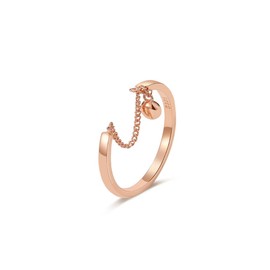 Simple Dangling Ball Stacking Rings Sterling Silver 925 for Women Girls Adjustable Minimalist Dangling Charm Threader Tassel Chain Promise Eternity Ring Finger Band Fashion Jewelry Gifts Rose Gold