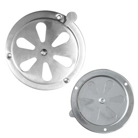 Stainless steel ventilation rosette, lockable ventilation grille, round fan, lockable, 125 mm ventilation plate, fan plate, gill fan, stainless steel grill, ventilation slider for smoker, boat,