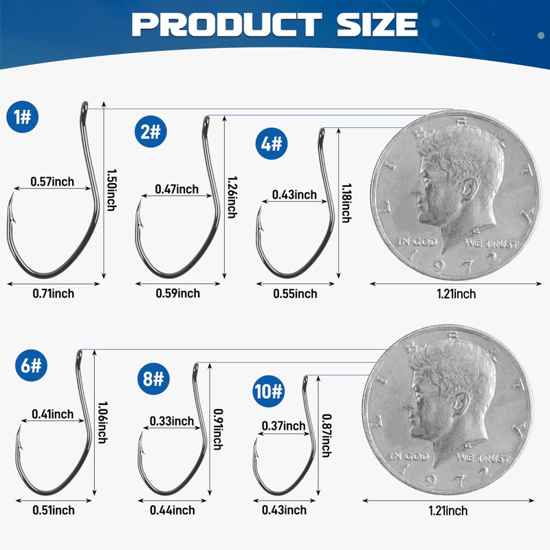 Catfish Fishing Hooks High Carbon Steel Fish Hooks, 100pcs Big