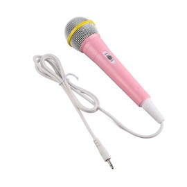 Handheld Kids Toy Microphone - Wired with 3.5mm Plug, Low Distortion Singing Mic for Children, Music Play and Family Party Fun (Rose)
