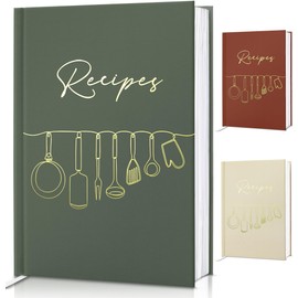Perfect Blank Recipe Book with Waterproof Cover - 8.5''x6'', Holds 100 Recipes - The Recipe Notebook To Write In Your Own Recipes - Customizable Cookbook for Organizing Your Recipes (Olive- Green)