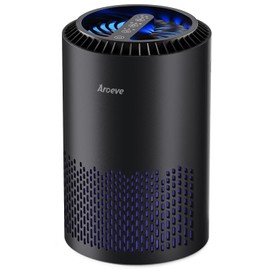 AROEVE Air Purifiers for Bedroom Home, 3 Layer Filter for Smoke Pollen Allergies Pet Dander Odor, Sleep Mode for Better Sleep, Energy Saving, 3 Speeds, Timer for Office, Dorm, Kitchen, MK01, White