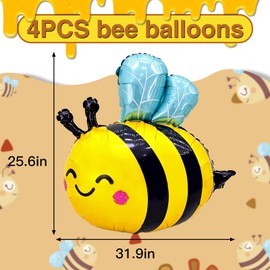 4PCS Bumblebee Foil Balloons Bee Balloons Birthday Party Decorations Party Supplies Baby Shower Decor