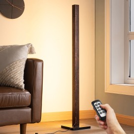 EDISHINE Wood Dimmable Floor Lamp with Remote Control 7 Color 2700~6000K, 46"