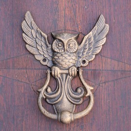 Antikas Door Knocker with Owl Design, Cast Iron Door Fitting, Antique Style
