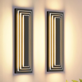 ZSMAIKU 23.6 in Long Outdoor Wall Lights,3-Tier Large Exterior Lighting Fixtures,LED Front Porch Lights,Waterproof Outdoor Garage Lights 36W Warm White 3000K Modern Acrylic Wall Sconce,2 Pack