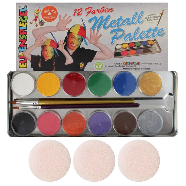 Eulenspiegel make-up palette made of metal with 12 colors and