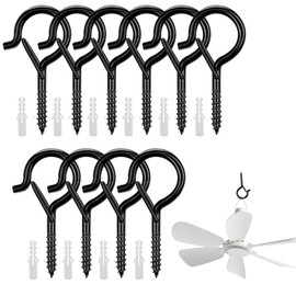 DAAIZIII Pack of 10 Screw Hooks, Screw Hooks, Black, Eye Screw, Hook Screws, Ceiling Hooks, Black, Hooks for Screws, Screw Hooks with Safety, for Hanging Pot Plants, Lights