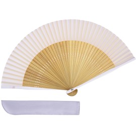 TOuWA Folding Fan, Men/Women, Bamboo Ribs, Japanese Pattern, Lightweight, Japan Souvenir, Festival, Fireworks Display, Year-End Party, New Year Party, Recital, Kimono, 2-Piece Set (Fan, Fan Pouch