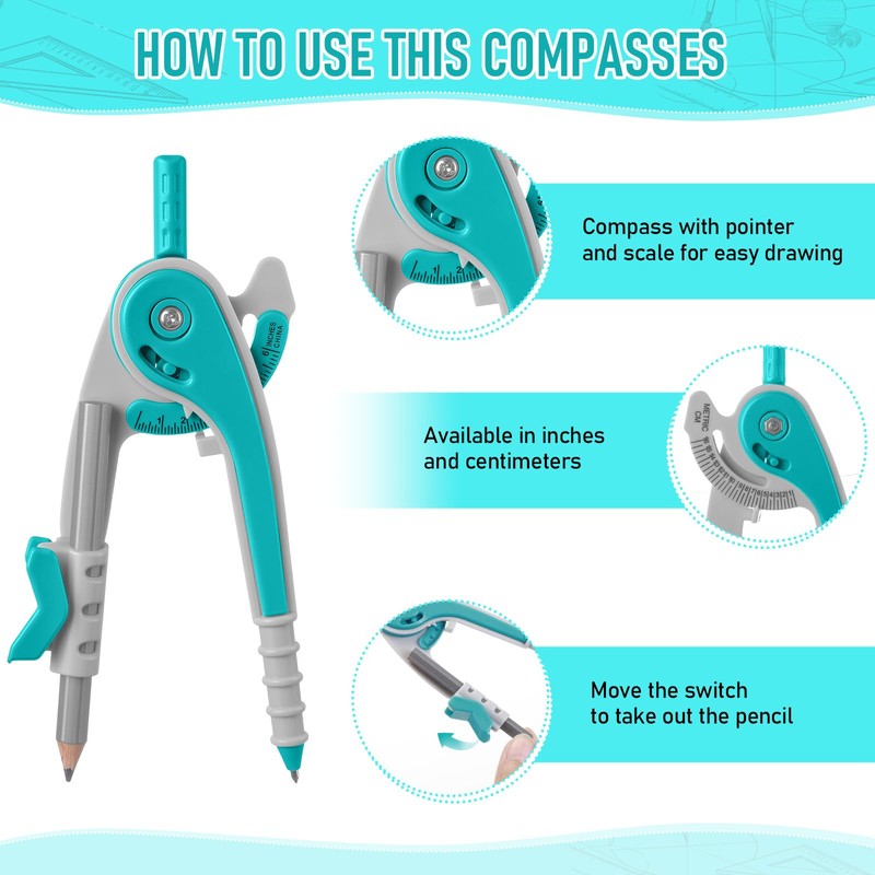EBOOT Student Geometry Math Set, Drawing Compass and 6 Inch