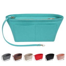 Soyizom Felt Handbag Organiser Purse Organiser Felt Insert Bag Organisers Multi Pockets Tote Bag in Bag for Women, Green-M