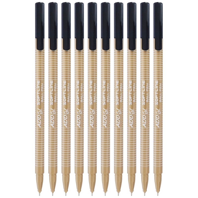 SoftLine Ballpoint Pens, BLACK, Fine Point (0.7mm), Pack of 10,
