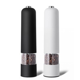 ONEIN Electric Salt and Pepper Grinder Set, ABS Pepper Mill Set with Adjustable Ceramic Core, Refillable Spice Container for Home Kitchen, One Touch Operation