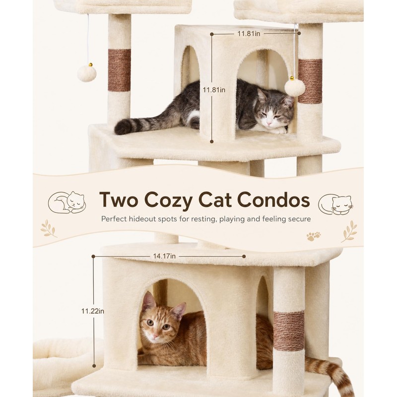 LIKISAK Cat Tower, 71 Inch Heavy Duty Cat Tree for