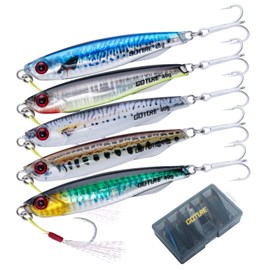 Goture Metal Jig Set, 1.4 oz (40 g), Set of 5, Lures, Transparent Epoxy Resin Protection, Hologram Jig, Jigging, Sinker, Fishing Tackle for All Blue Fishes, Sea Bass, Flounder, Corpus, Sea Fish,