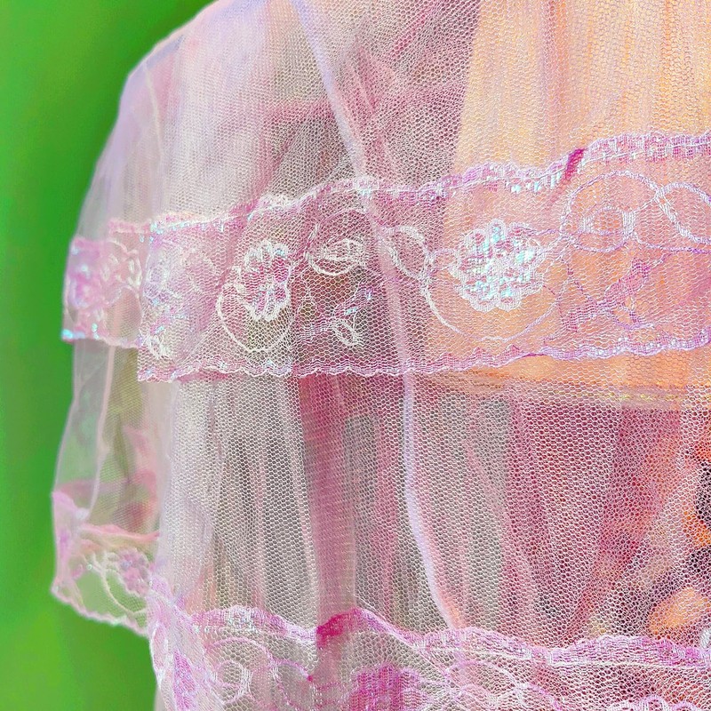 Eimilaly Lace Bed Canopy Mosquito Netting with Warm Lights, Princess