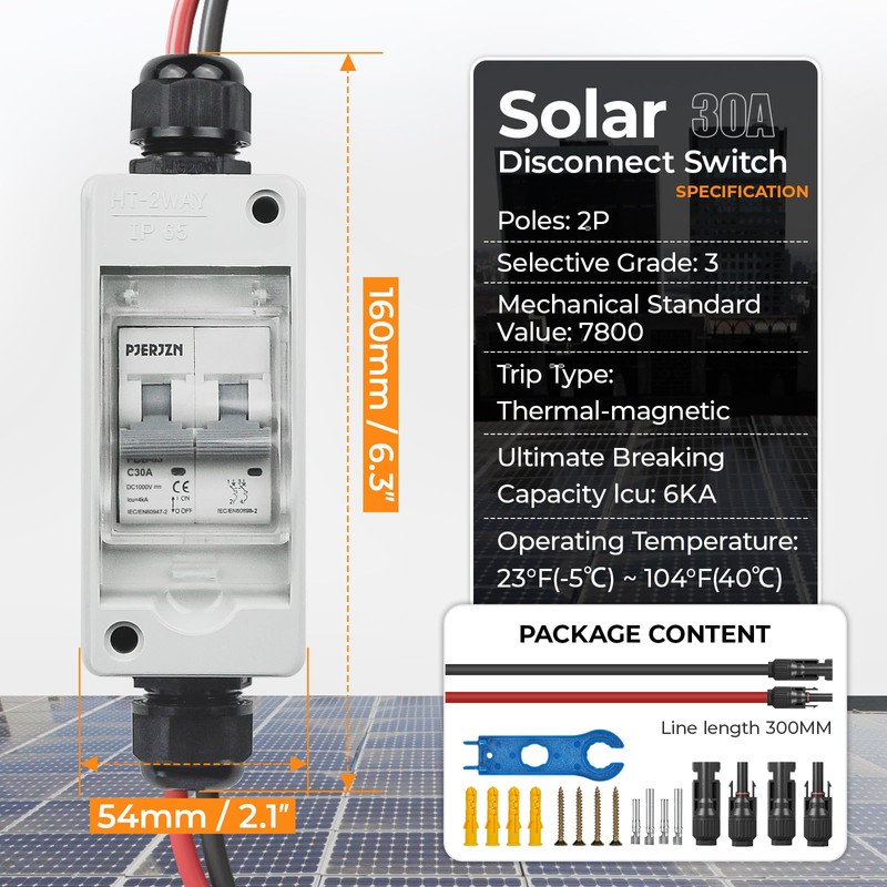 Pjerjzn Solar Panel Disconnect Switch 1000V 30A PV Disconnect Switch