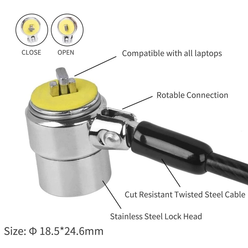 I3C Laptop Security Cable Lock Anti-Theft 2.05m Strong Twin Lock
