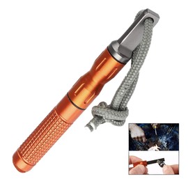 Jzhen Outdoor Fire Steel Flint Survival Extremely Strong Spark Flight, Fire Starter with Rope Fire Steel Set for Camping, Outdoor, Survival Orange