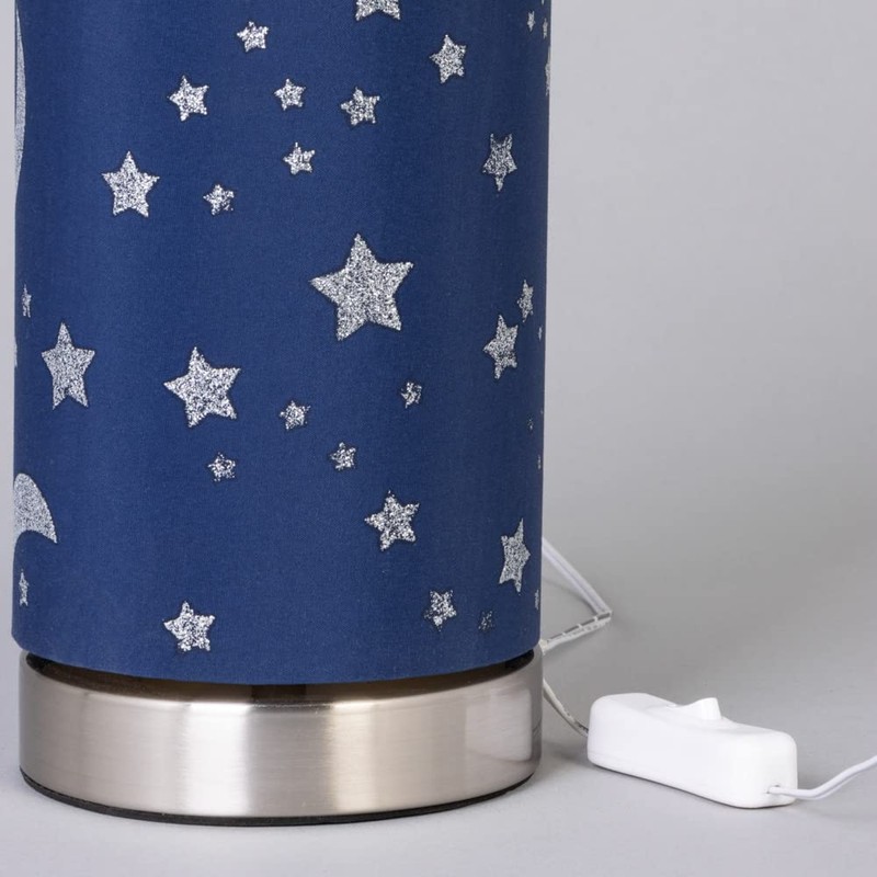 LITECRAFT Glow Moon & Stars Table Lamp with Blue Cylinder