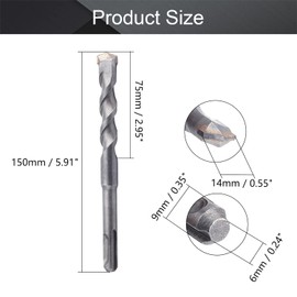 Utoolmart Masonry Drill Bit 14mm x 150mm Carbide Tipped Rotary Hammer Bit 9mm Round Shank for SDS Impact Drill 1Pcs
